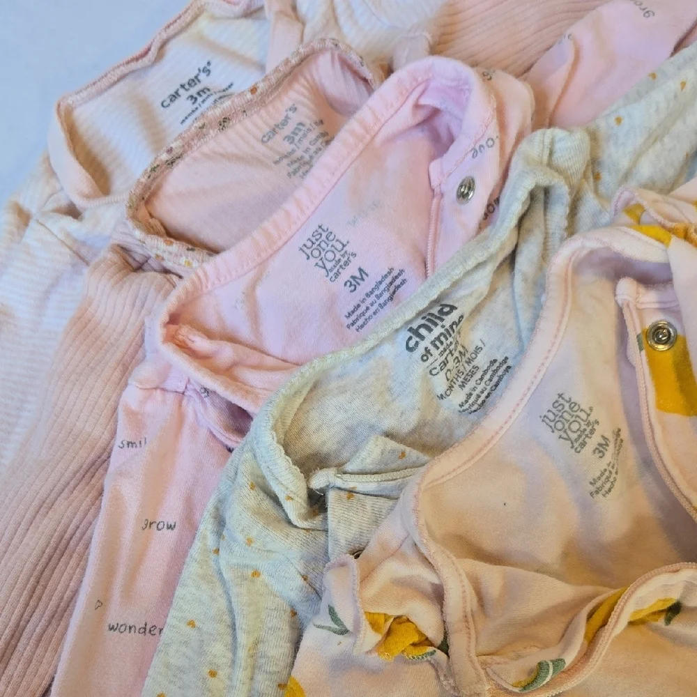 Set of 8 - Carter's, Cloud Island 0-3 Month Baby Girl Footed Pajamas